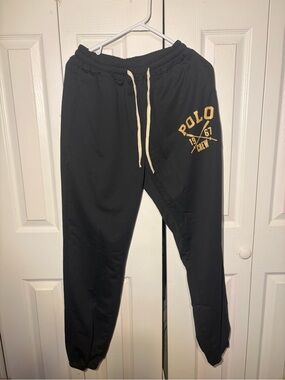 Polo by Ralph Lauren Black Sweatpants with Yellow Logo